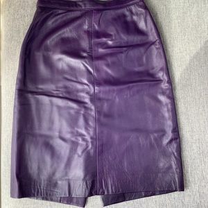 Gorgeous dark purple leather pencil skirt